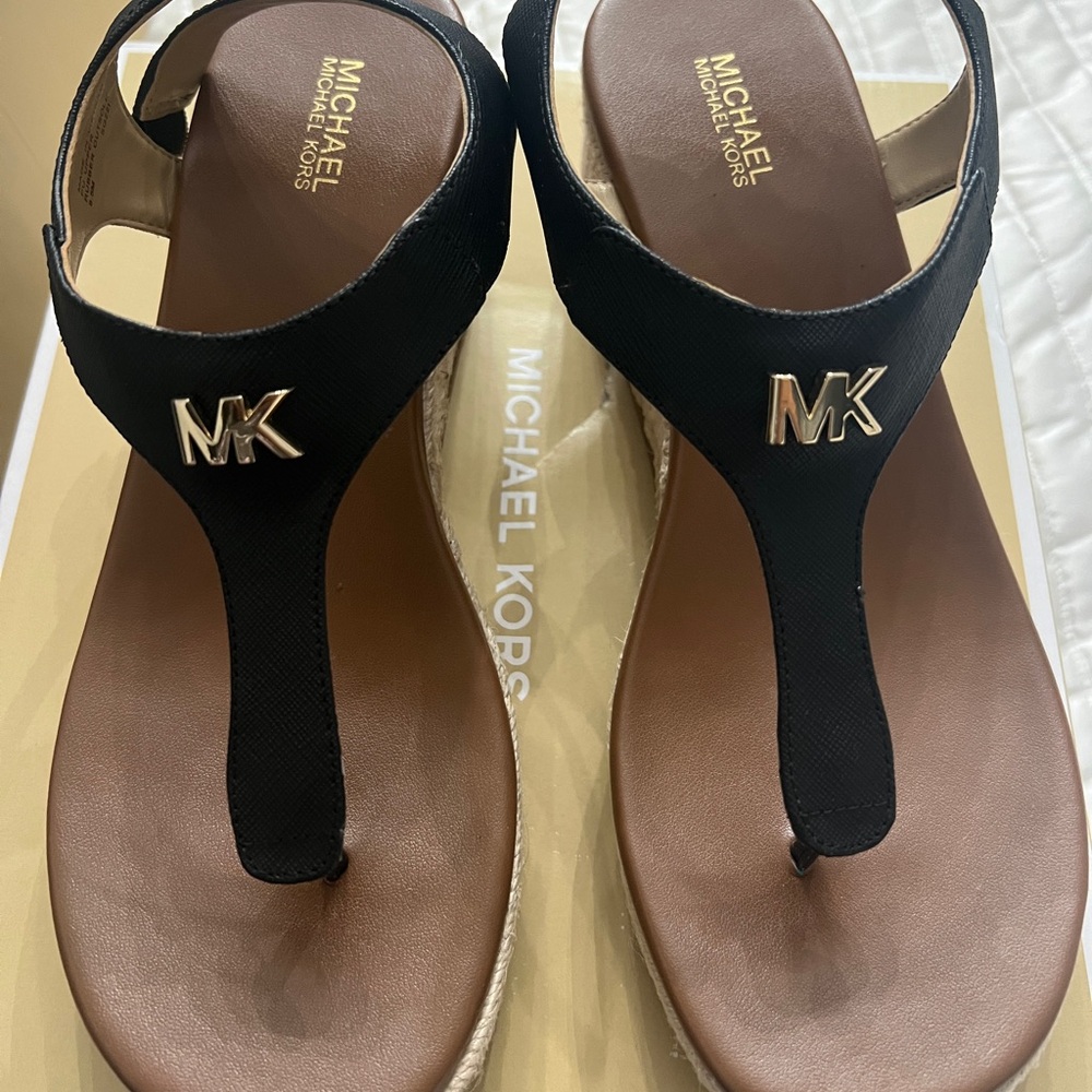 Michael Kors Black and Brown Sandals
